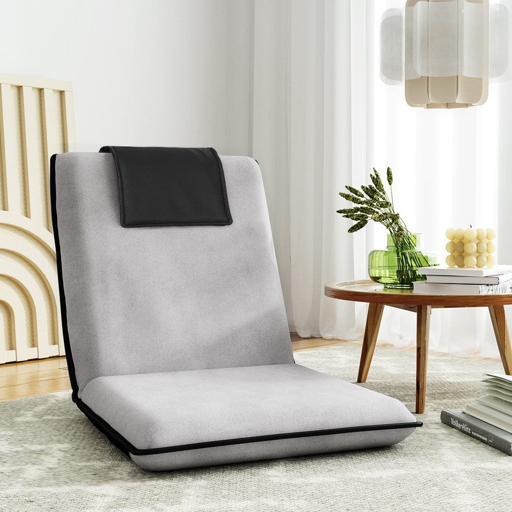 Artiss Floor Lounge Sofa Bed Couch Recliner Chair Folding Chair Cushion Grey - SportZone.co.nz