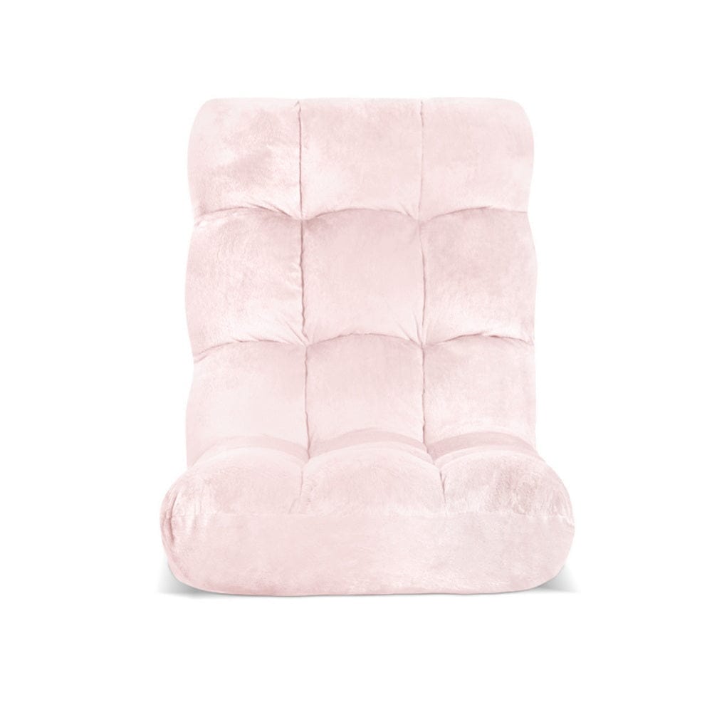 Artiss Floor Lounge Sofa Bed Flannel Fabric Pink - SportZone.co.nz