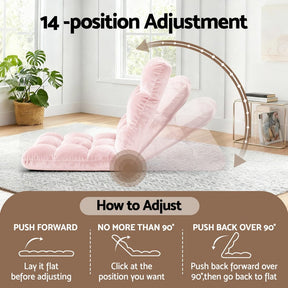 Artiss Floor Lounge Sofa Bed Flannel Fabric Pink - SportZone.co.nz