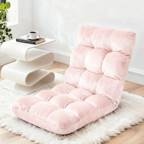 Artiss Floor Lounge Sofa Bed Flannel Fabric Pink - SportZone.co.nz