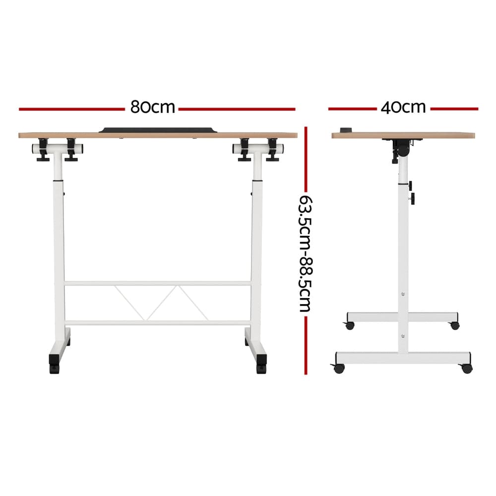 Artiss Laptop Desk Table Adjustable 80CM Light Wood - SportZone.co.nz
