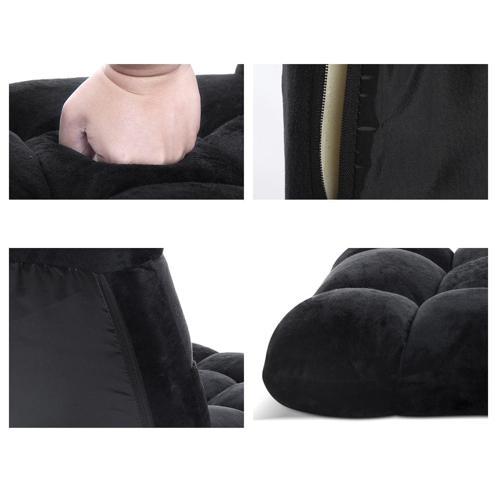 Artiss Lounge Sofa Bed Flannel Fabric Black - SportZone.co.nz