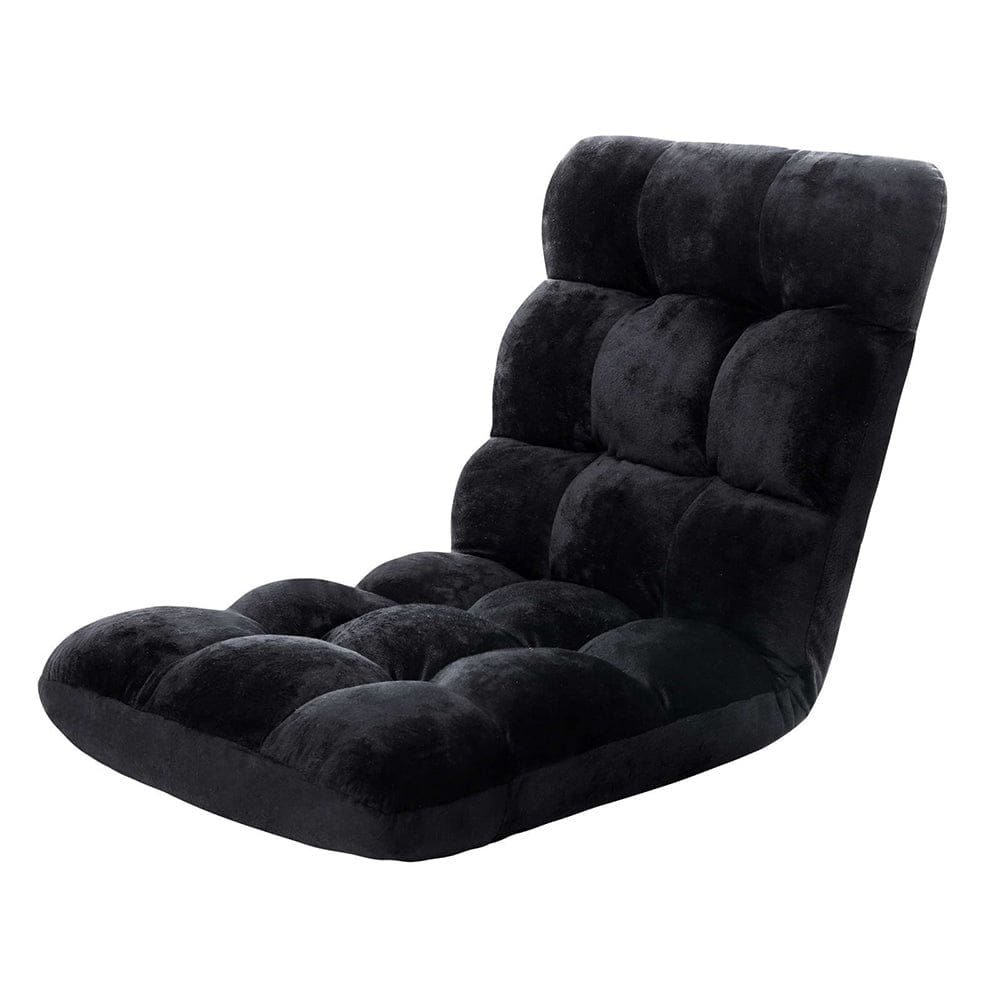 Artiss Lounge Sofa Bed Flannel Fabric Black - SportZone.co.nz