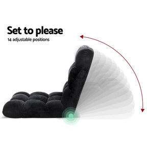 Artiss Lounge Sofa Bed Flannel Fabric Black - SportZone.co.nz