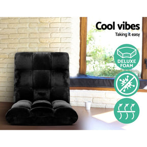 Artiss Lounge Sofa Bed Flannel Fabric Black - SportZone.co.nz