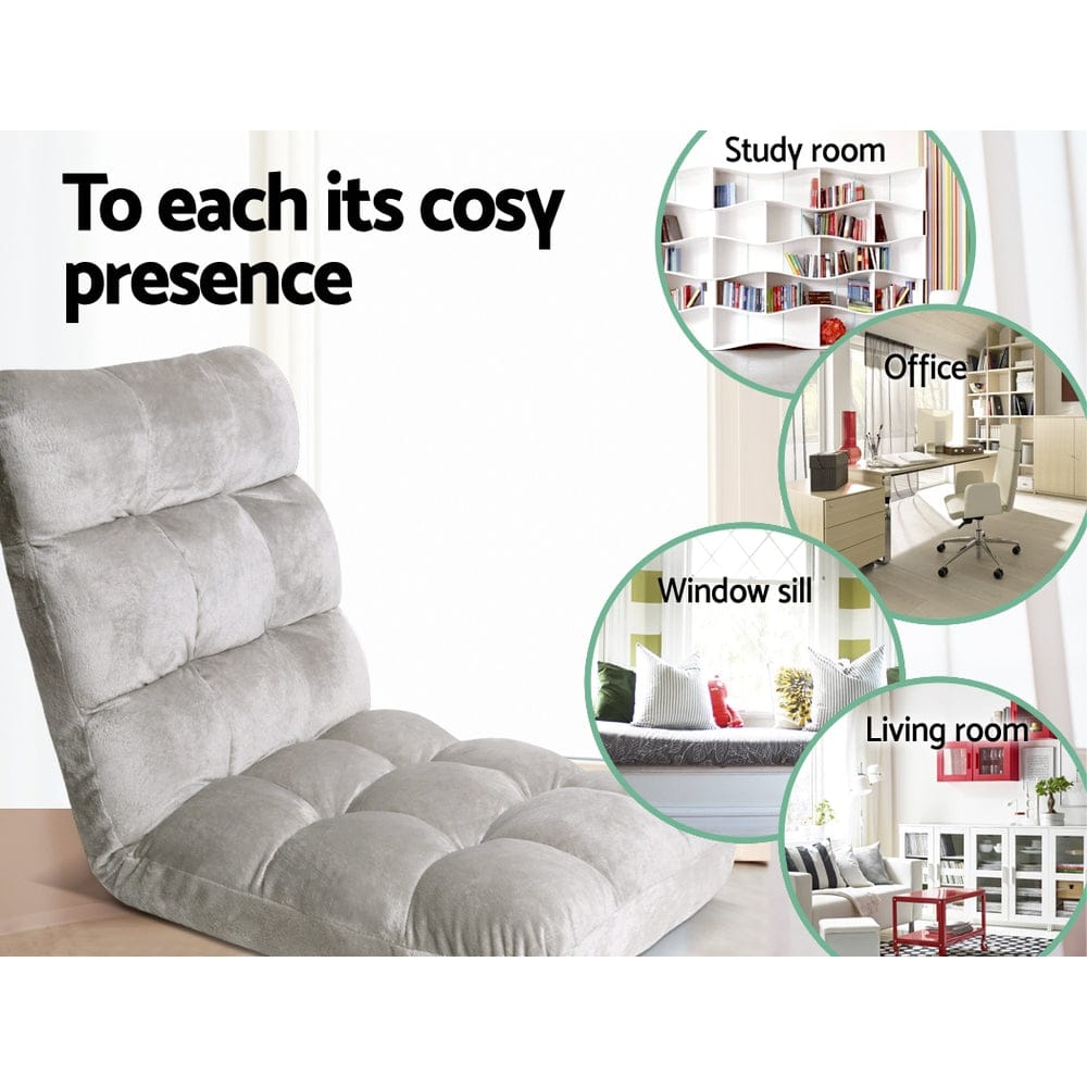 Artiss Lounge Sofa Bed Flannel Fabric Grey - SportZone.co.nz