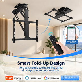 Artiss Motorised Ceiling TV Mount 32-75 Inch Flip Down Smart Remote VESA 600x400 - SportZone.co.nz