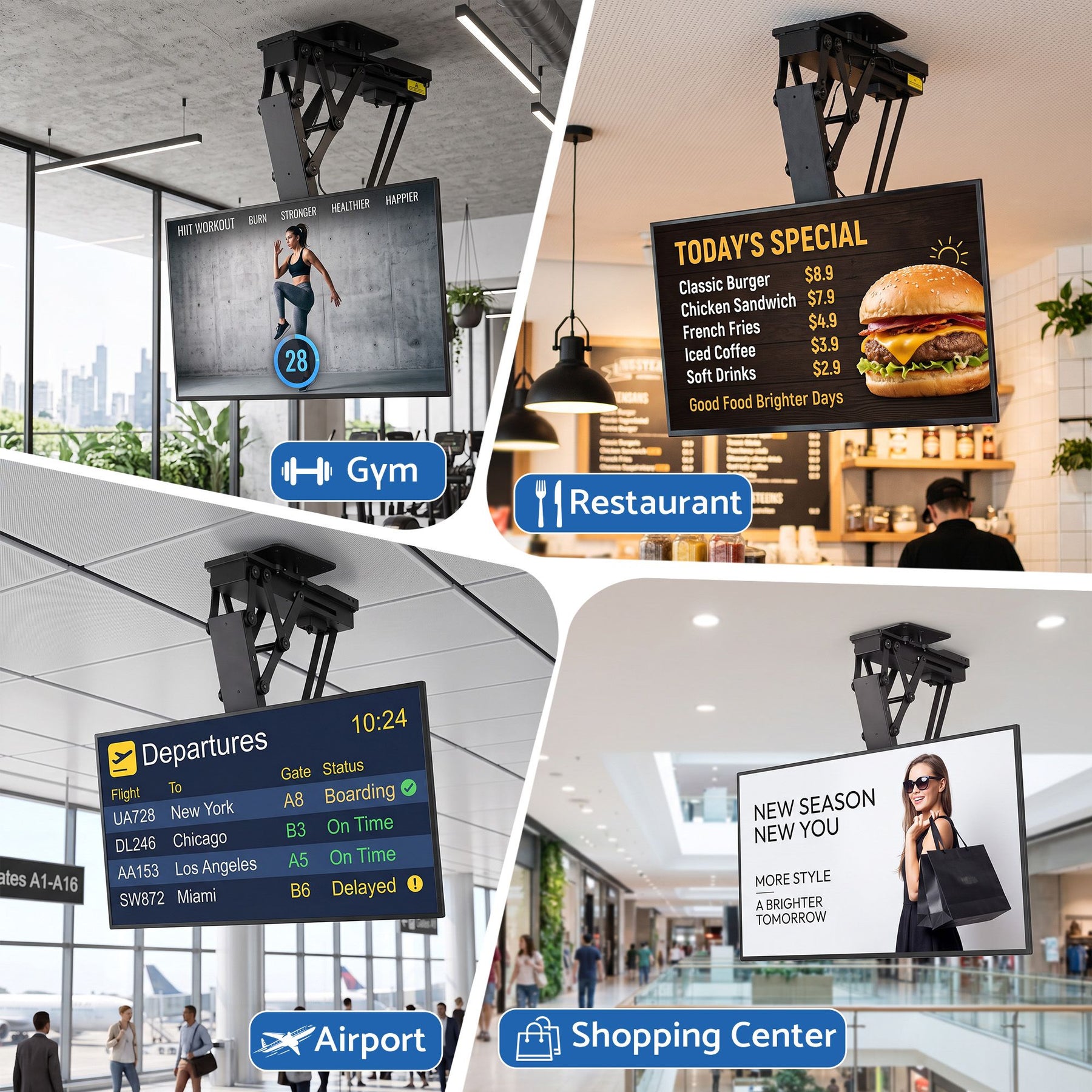 Artiss Motorised Ceiling TV Mount 32-75 Inch Flip Down Smart Remote VESA 600x400 - SportZone.co.nz
