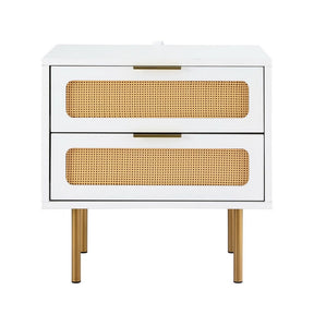 Artiss Rattan Bedside Table 2 Drawers Pine - SportZone.co.nz