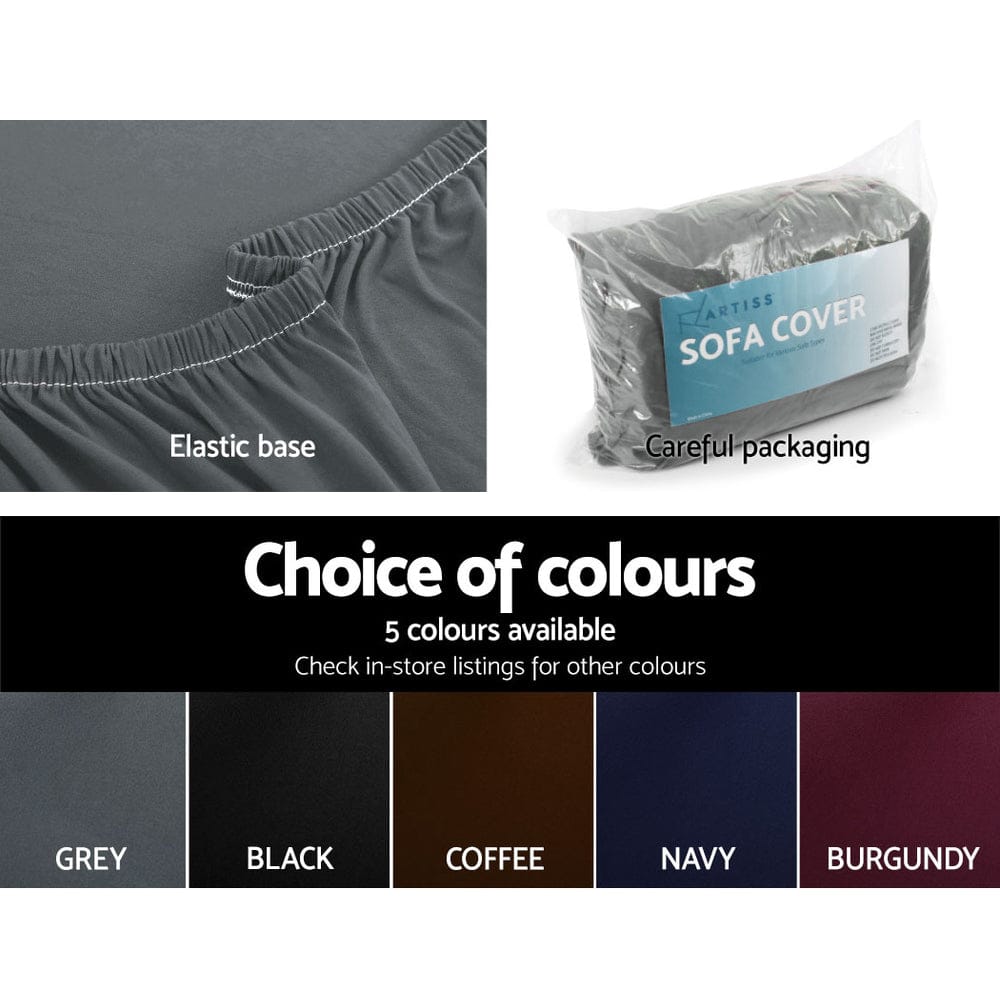 Artiss Sofa Cover Couch Covers 3 Seater Stretch Grey - SportZone.co.nz
