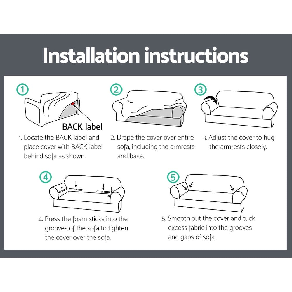 Artiss Sofa Cover Couch Covers 3 Seater Stretch Grey - SportZone.co.nz