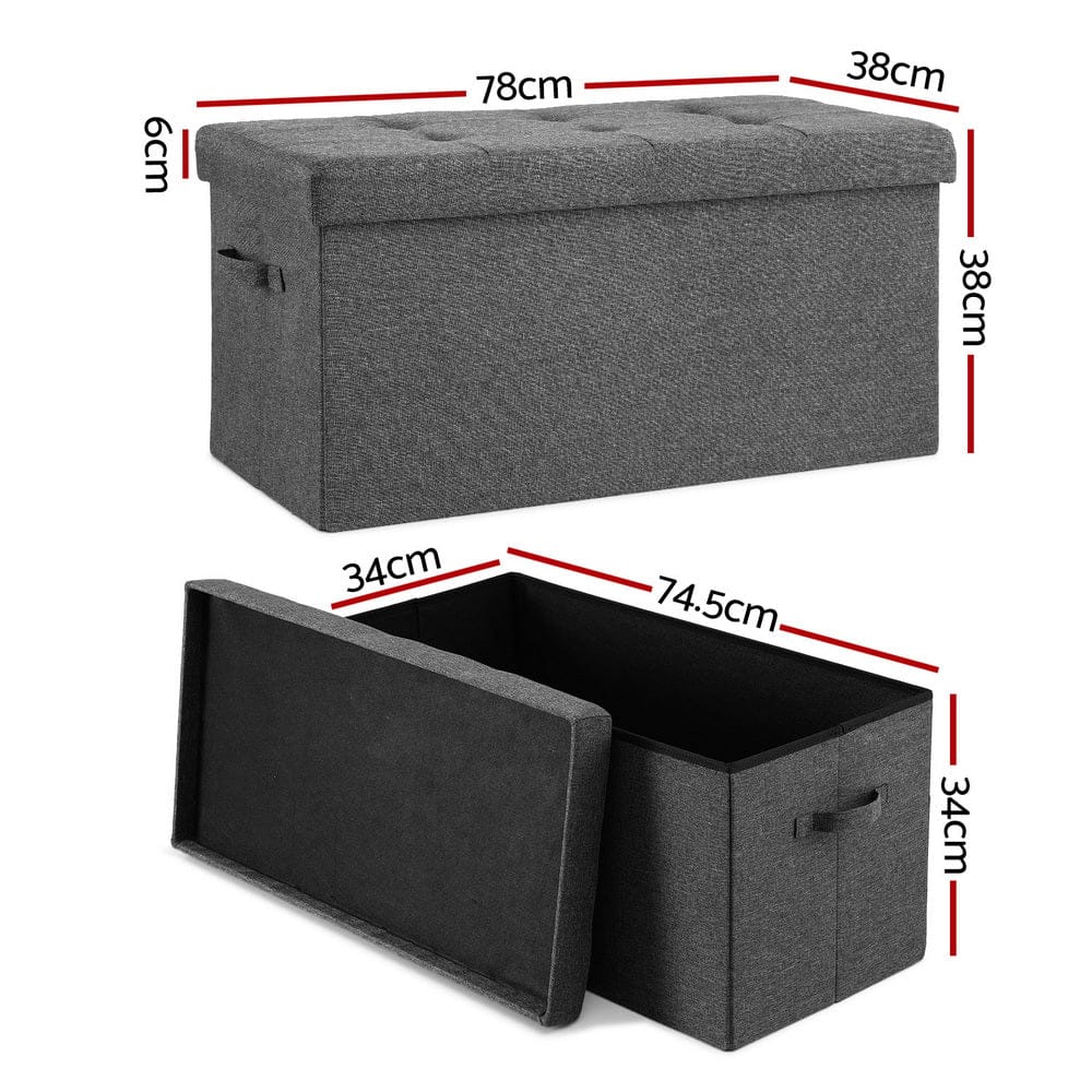Artiss Storage Ottoman Foot Stool Rest Foldable - SportZone.co.nz