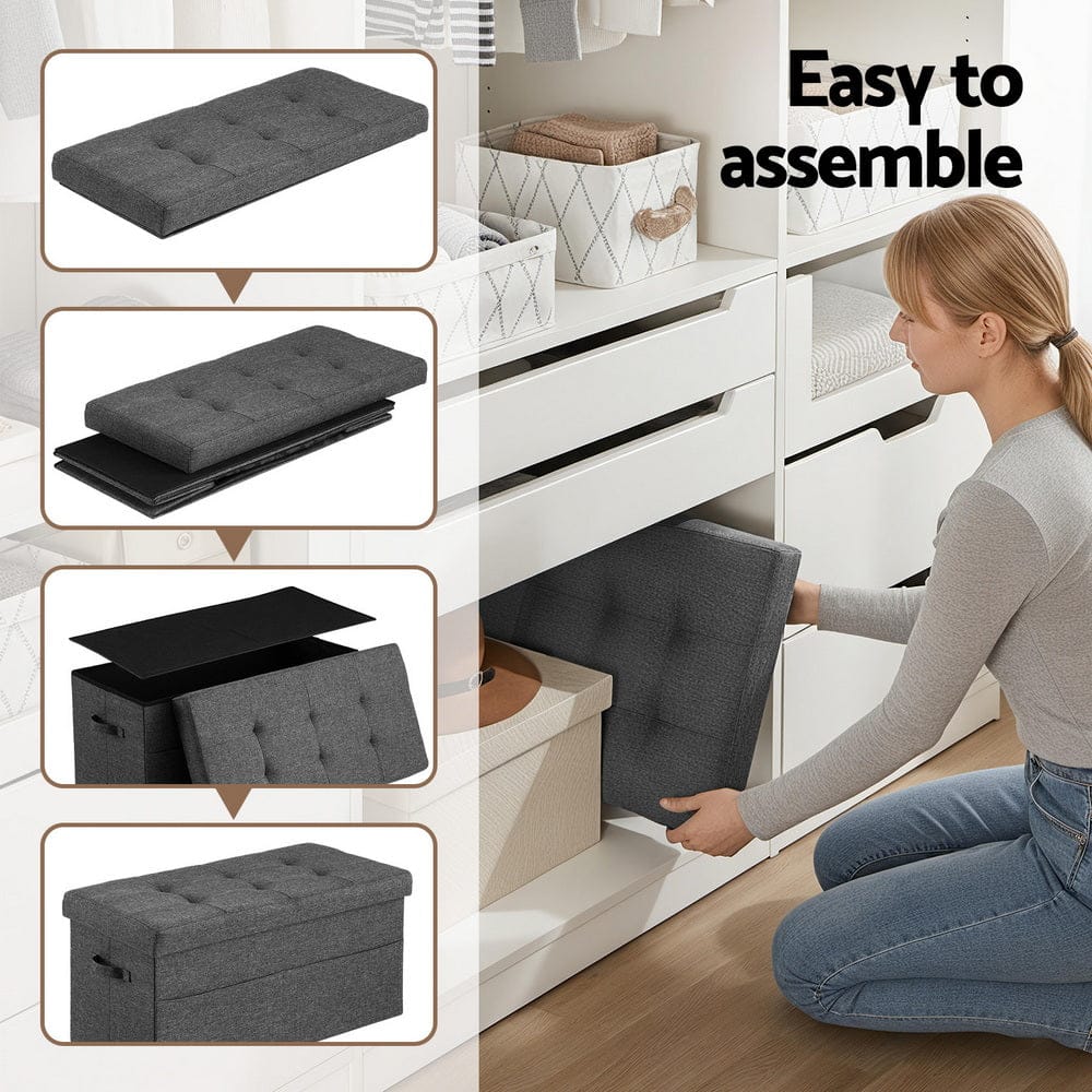Artiss Storage Ottoman Foot Stool Rest Foldable - SportZone.co.nz