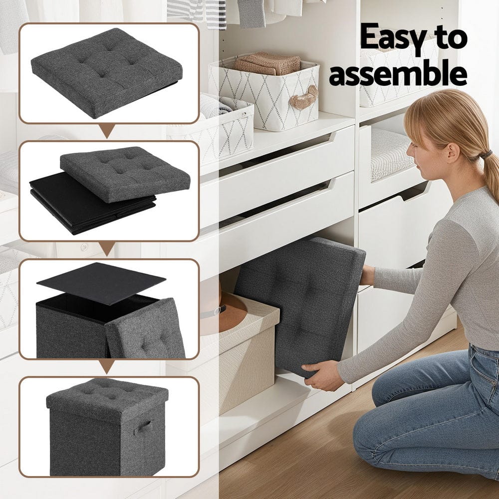 Artiss Storage Ottoman Rest Foot Stool Foldable - SportZone.co.nz