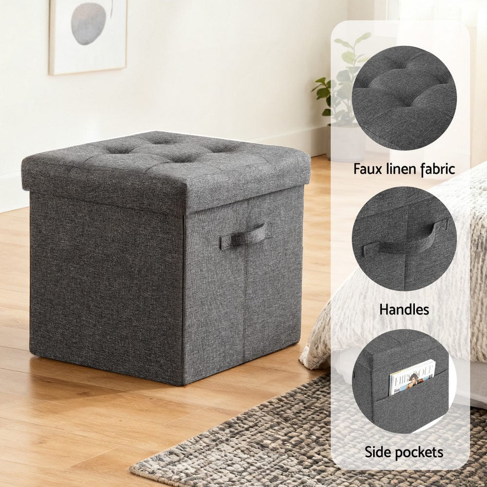 Artiss Storage Ottoman Rest Foot Stool Foldable - SportZone.co.nz