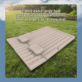 Beige Multi - Chamber Car Inflatable Air Mattress with Electric Pump, Storage Bag & Pillows for Universal Trunk Sleeping and Camping (174 x 126 CM) - SportZone.co.nz