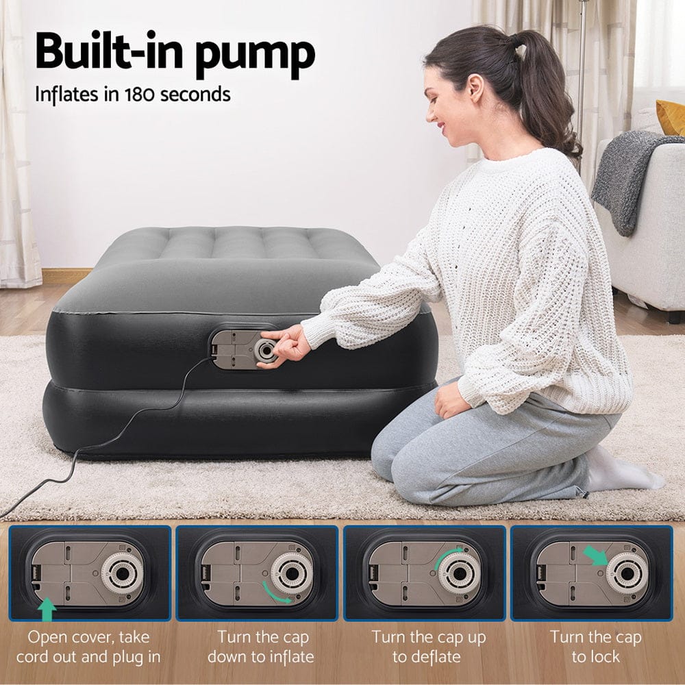 Bestway Air Mattress Single Inflatable Bed 46cm Airbed Black - SportZone.co.nz