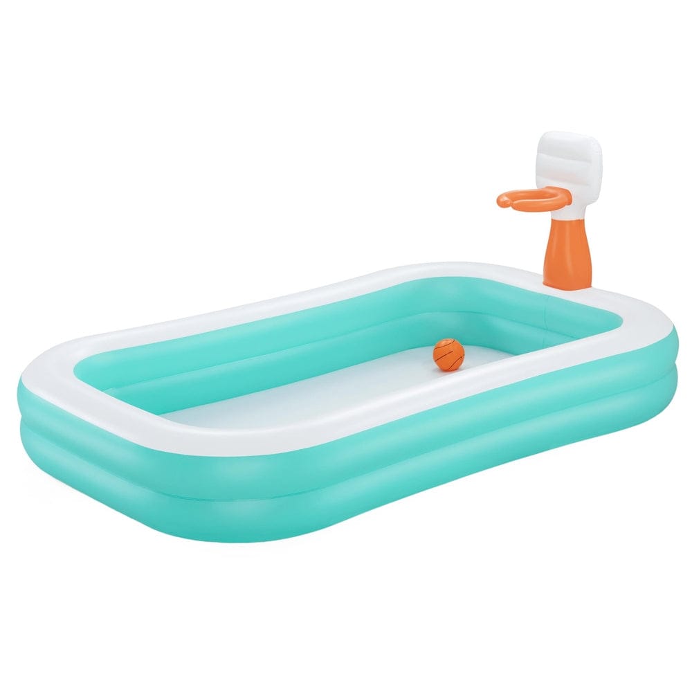 Bestway Kids Inflatable Pool Above Ground Play Pools Basketball Hoop 251x168cm - SportZone.co.nz
