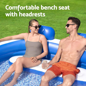 Bestway Kids Inflatable Pool Above Ground Pools Bench Seat Cup Holder 231x219cm - SportZone.co.nz