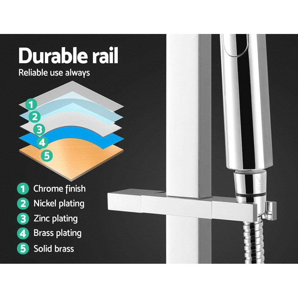 Cefito 10'' Rain Shower Head Set Handheld Square High Pressure Twins Tap Chrome - SportZone.co.nz