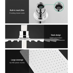 Cefito 10'' Rain Shower Head Set Handheld Square High Pressure Twins Tap Chrome - SportZone.co.nz