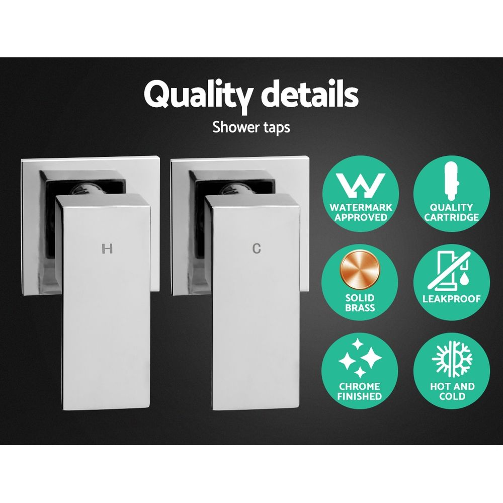 Cefito 10'' Rain Shower Head Set Handheld Square High Pressure Twins Tap Chrome - SportZone.co.nz