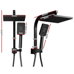 Cefito 8'' Rain Shower Head Set Handheld Square High Pressure Black - SportZone.co.nz