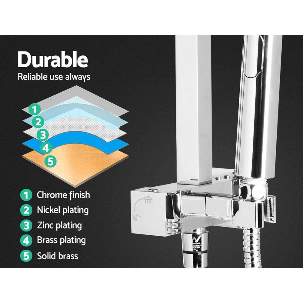 Cefito 8'' Rain Shower Head Set Handheld Square High Pressure Mixer Tap Chrome - SportZone.co.nz