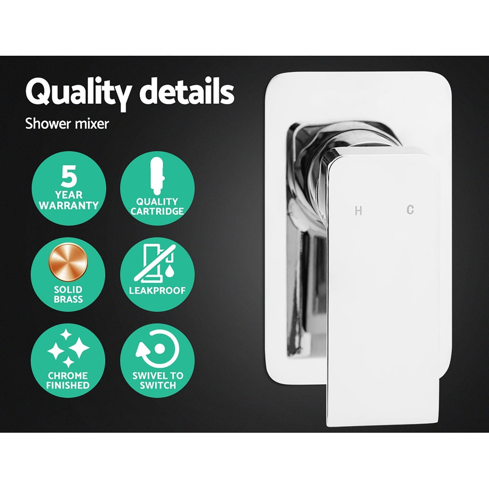 Cefito 8'' Rain Shower Head Set Handheld Square High Pressure Mixer Tap Chrome - SportZone.co.nz