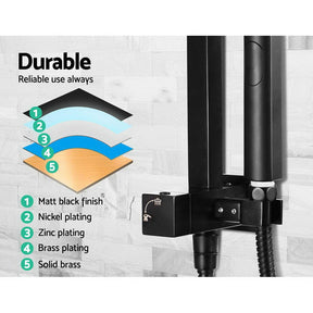 Cefito 8'' Rain Shower Head Set Handheld Square High Pressure Twins Tap Black - SportZone.co.nz