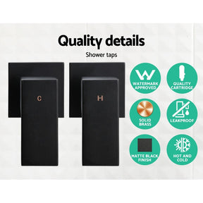 Cefito 8'' Rain Shower Head Set Handheld Square High Pressure Twins Tap Black - SportZone.co.nz