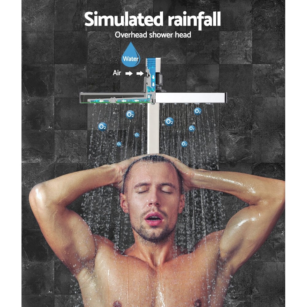 Cefito 8'' Rain Shower Head Wall Arm Square High Pressure Mixer Tap Chrome - SportZone.co.nz