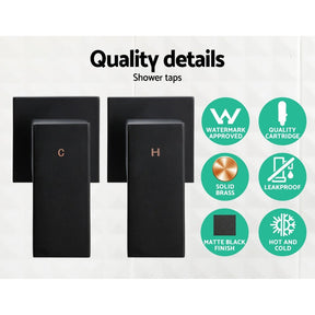 Cefito 8'' Rain Shower Head Wall Arm Square High Pressure Twins Tap Black - SportZone.co.nz