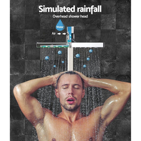 Cefito 8'' Rain Shower Head Wall Arm Square High Pressure Twins Tap Chrome - SportZone.co.nz