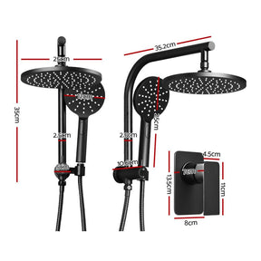 Cefito 9'' Rain Shower Head Set Handheld Round High Pressure Mixer Tap Black - SportZone.co.nz