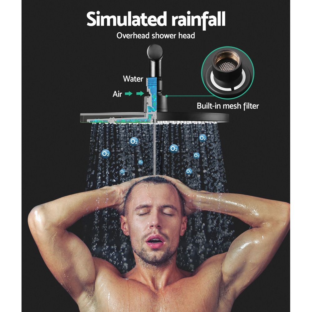 Cefito 9'' Rain Shower Head Set Handheld Round High Pressure Mixer Tap Black - SportZone.co.nz