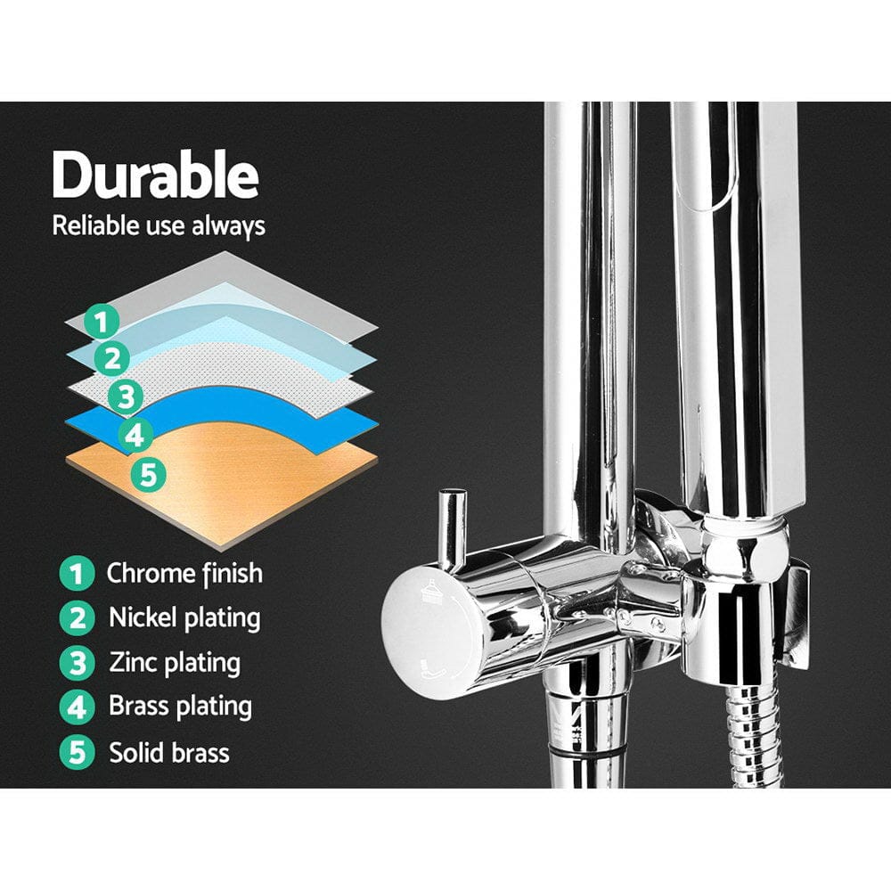 Cefito 9'' Rain Shower Head Set Handheld Round High Pressure Twins Tap Chome - SportZone.co.nz