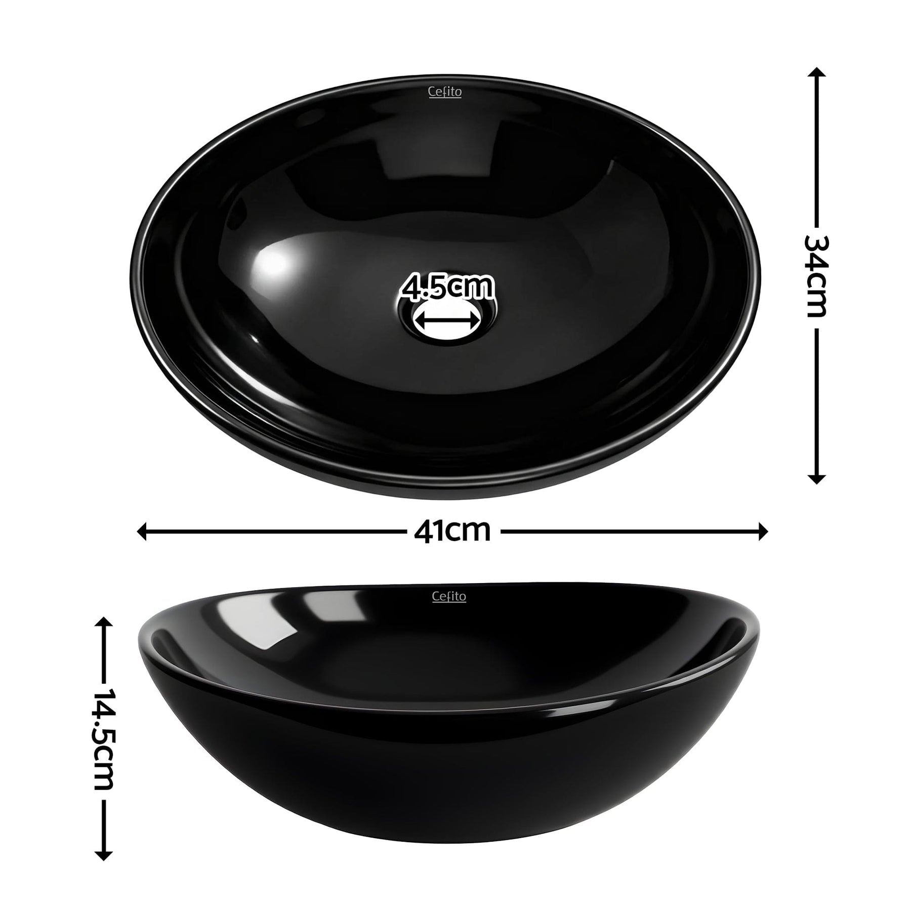 Cefito Bathroom Basin Ceramic Vanity Sink Hand Wash Bowl 41x34cm - SportZone.co.nz