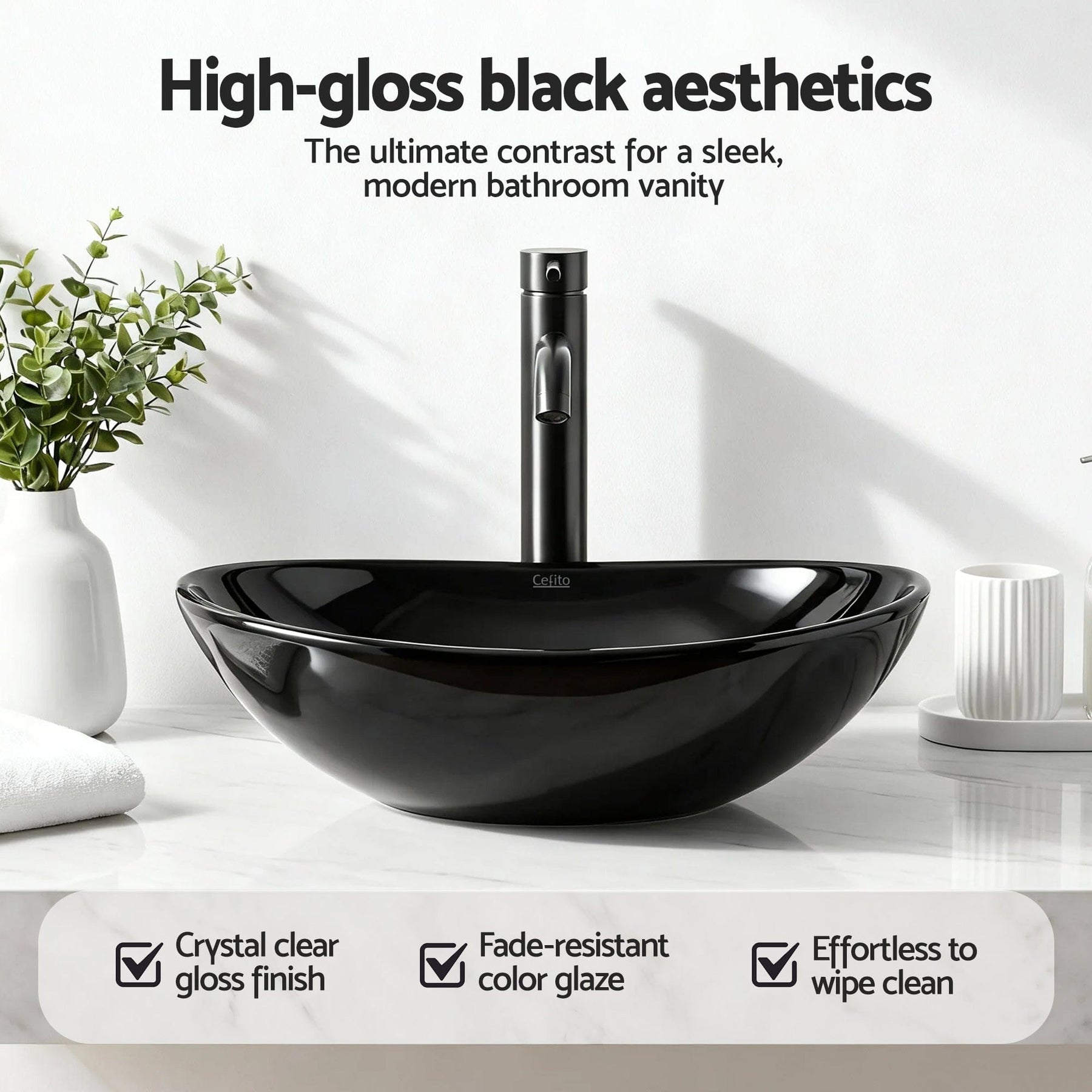 Cefito Bathroom Basin Ceramic Vanity Sink Hand Wash Bowl 41x34cm - SportZone.co.nz