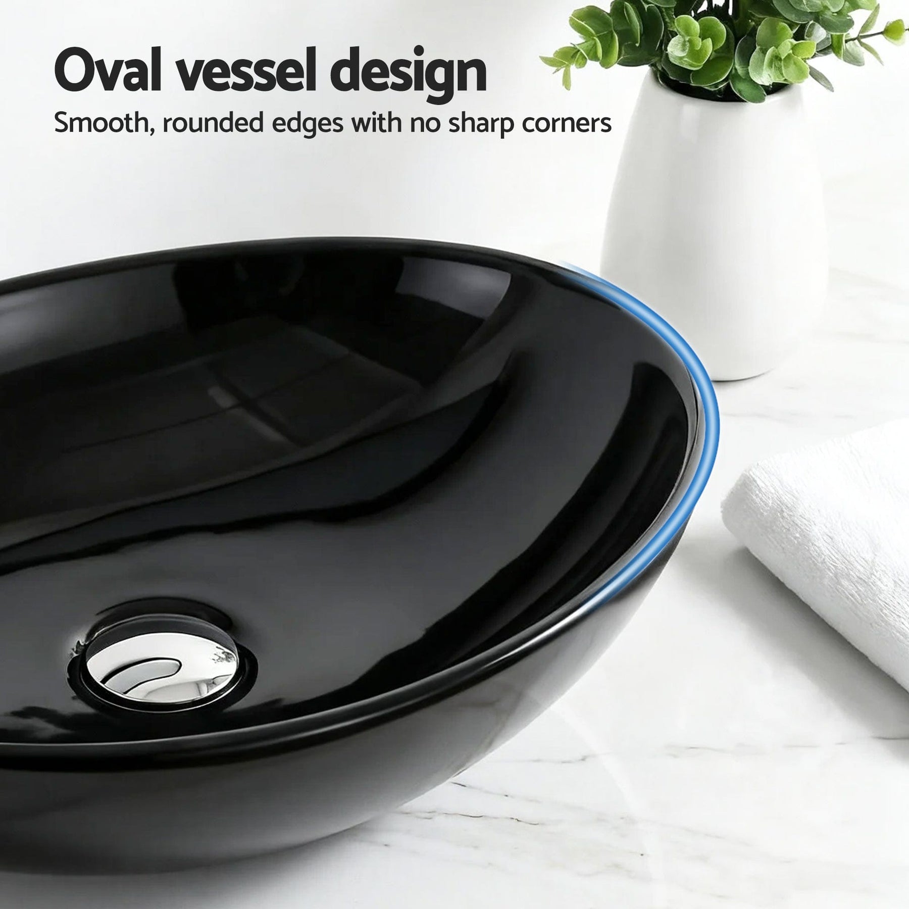 Cefito Bathroom Basin Ceramic Vanity Sink Hand Wash Bowl 41x34cm - SportZone.co.nz