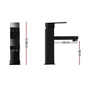 Cefito Bathroom Basin Mixer Tap Square Faucet Vanity Laundry Black - SportZone.co.nz