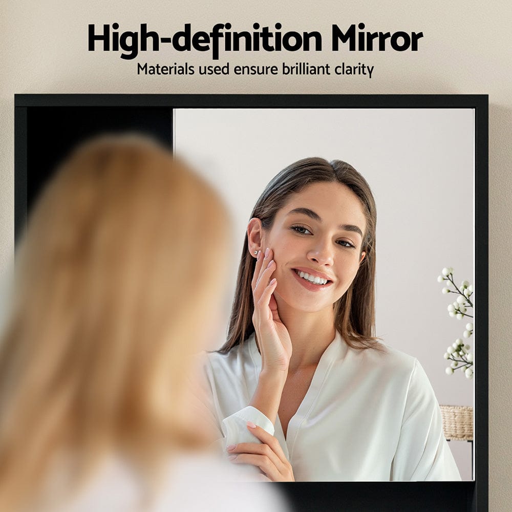 Cefito Bathroom Mirror Cabinet Mirrored Medicine Adjustable Shelf Wall Mounted 560mm Black - SportZone.co.nz