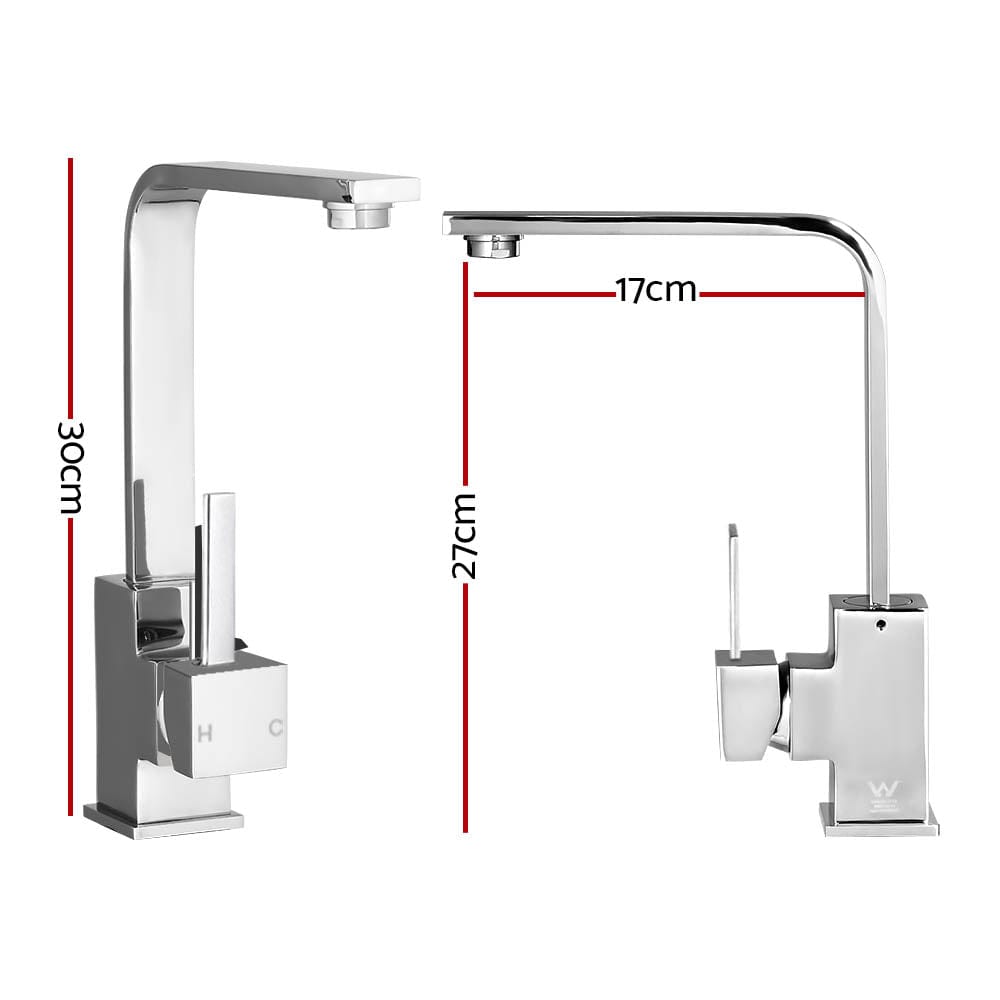 Cefito Kitchen Mixer Tap Mixer Square Sink Faucet Basin Laundry Chrome - SportZone.co.nz