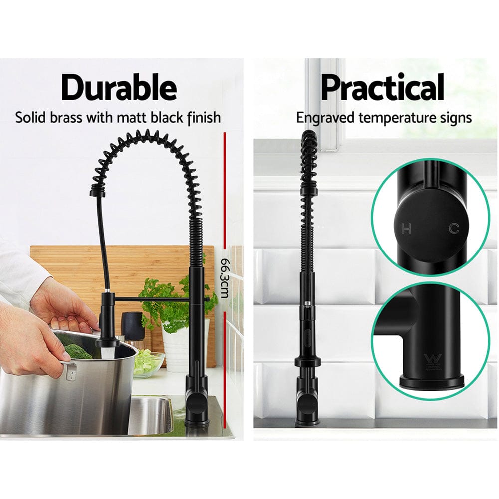 Cefito Kitchen Mixer Tap Pull Down 2 Modes Sink Faucet Basin Laundry Black - SportZone.co.nz