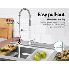 Cefito Kitchen Mixer Tap Pull Down 2 Modes Sink Faucet Basin Laundry Chrome - SportZone.co.nz