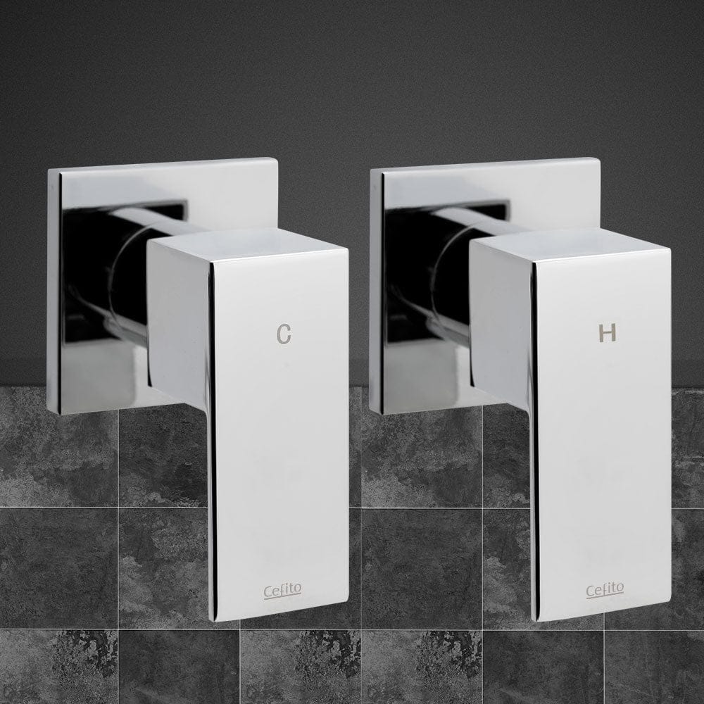 Cefito Shower Twins Tap Wall Bath Taps Brass Hot Cold Basin Bathroom Chrome - SportZone.co.nz