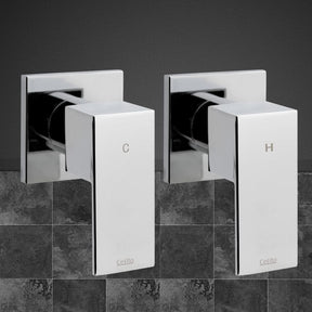 Cefito Shower Twins Tap Wall Bath Taps Brass Hot Cold Basin Bathroom Chrome - SportZone.co.nz