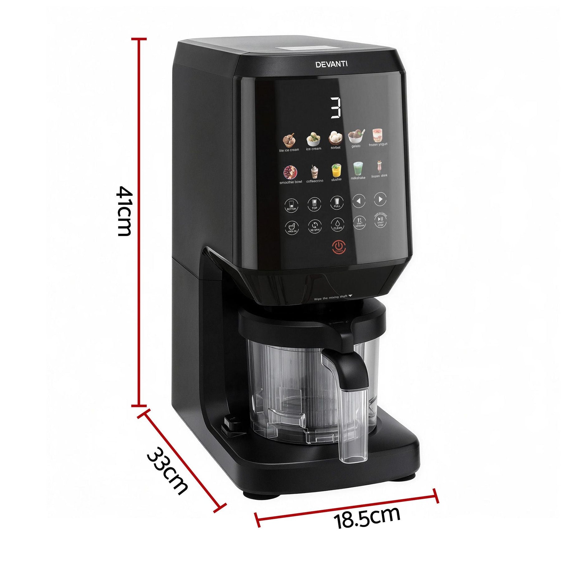 Devanti 10 - in - 1 Ice Cream Maker Machine Homemade Gelato Sorbet Smart Portion Control Custom Mix - Ins - SportZone.co.nz