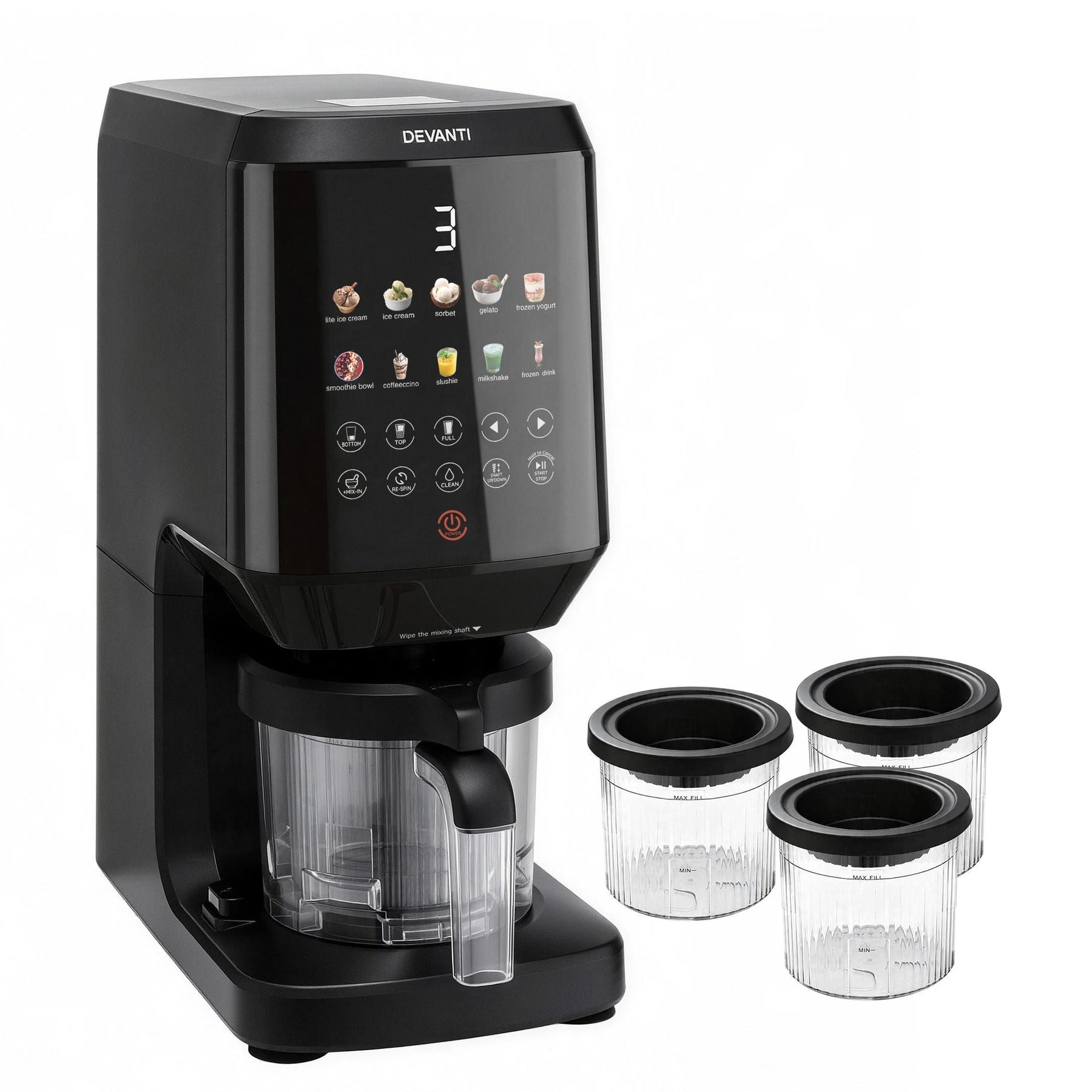 Devanti 10 - in - 1 Ice Cream Maker Machine Homemade Gelato Sorbet Smart Portion Control Custom Mix - Ins - SportZone.co.nz