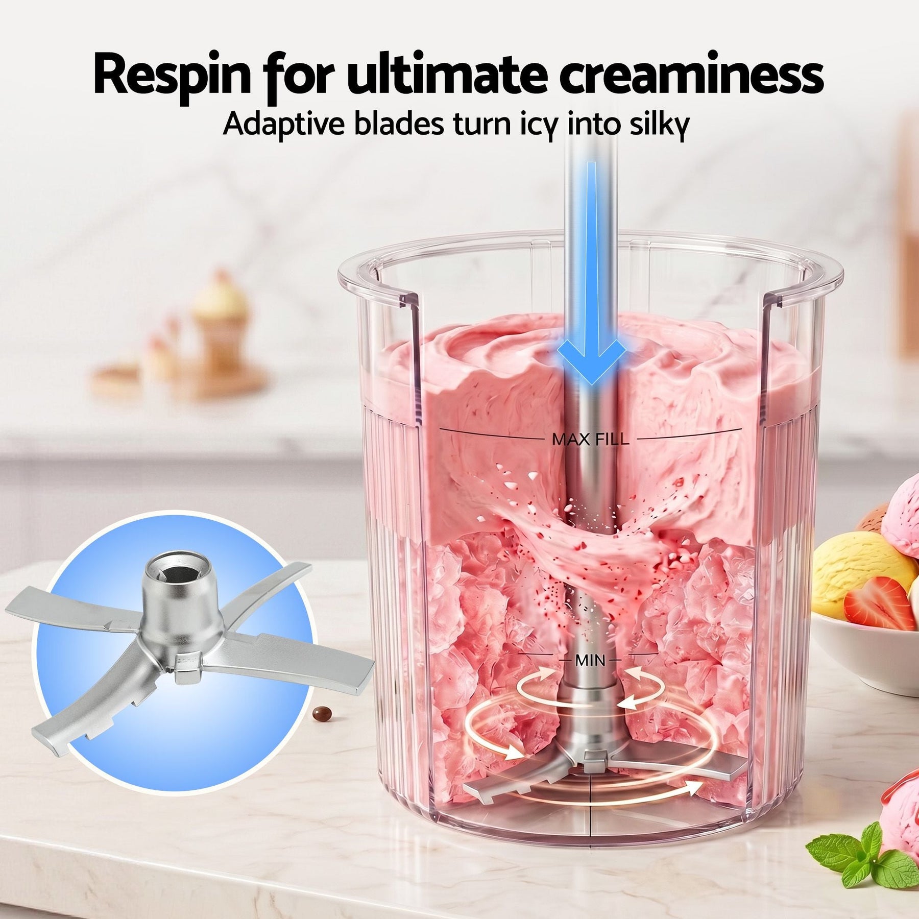 Devanti 10 - in - 1 Ice Cream Maker Machine Homemade Gelato Sorbet Smart Portion Control Custom Mix - Ins - SportZone.co.nz